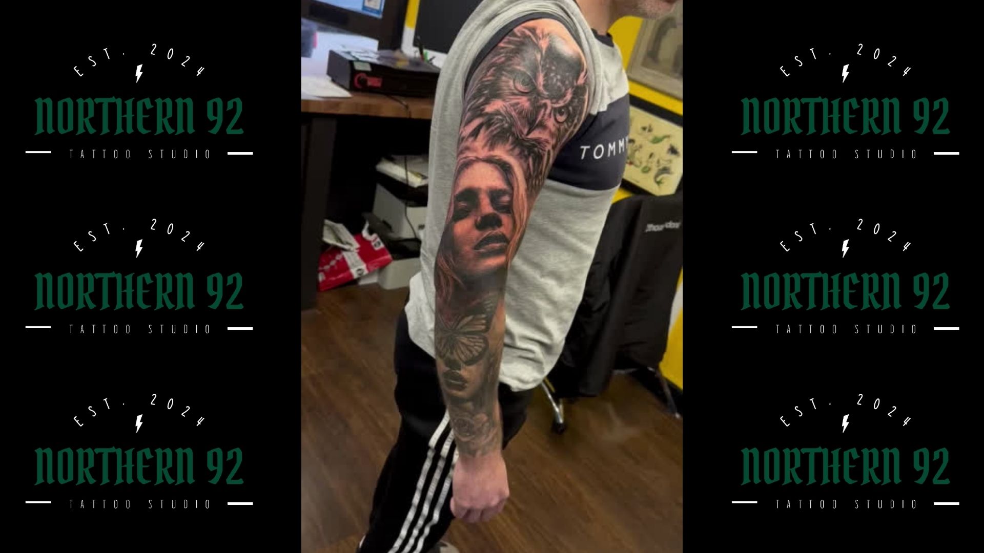 Black & Grey Realism Sleeve Tattoo