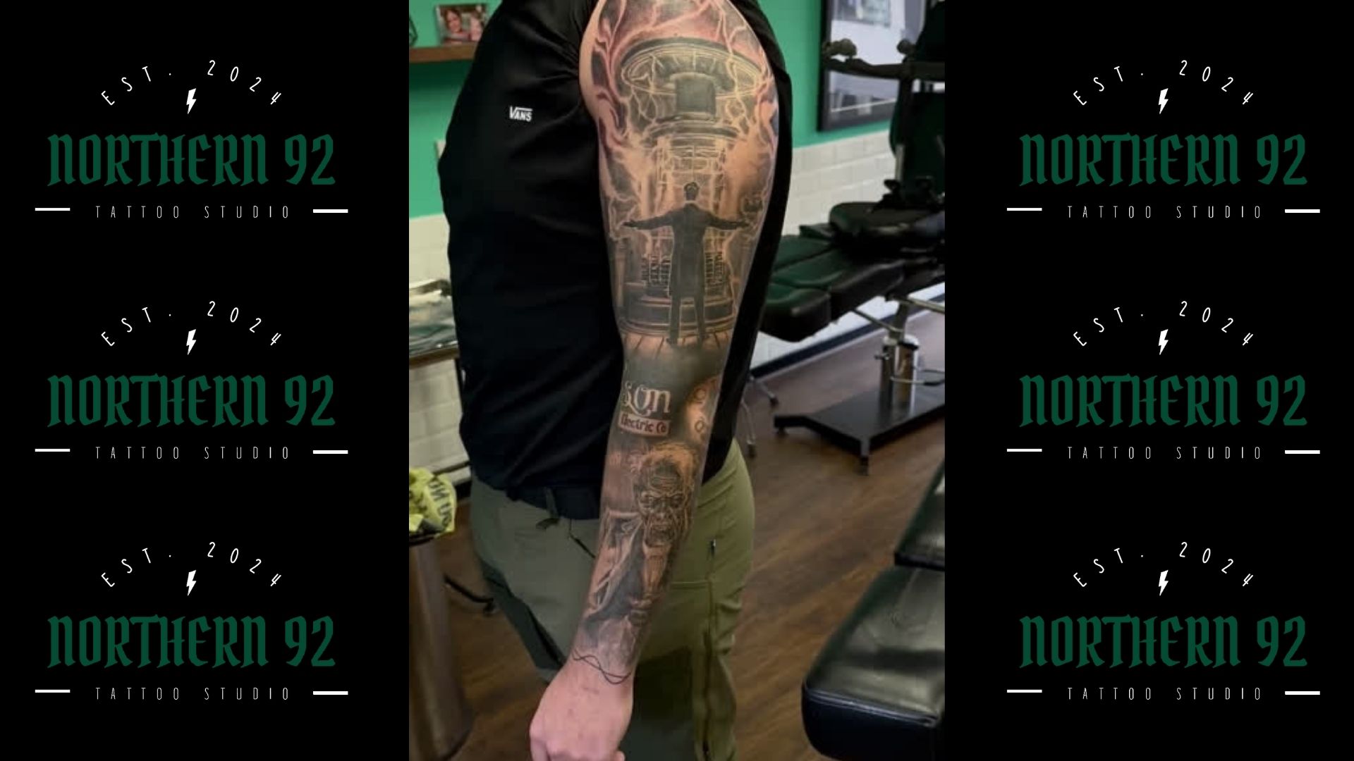 Nikola Tesla Horror Sleeve Tattoo