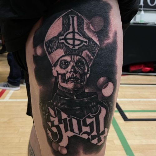 Ghost Papa Black & Grey Realism Tattoo by Elliott Maxwell