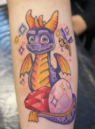 Spyro The Dragon Colour Tattoo by Megan Rose Hall