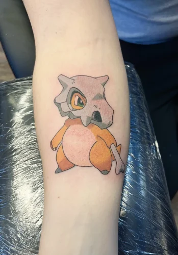 Cubone Pokemon Colour Tattoo by Megan Rose Hall