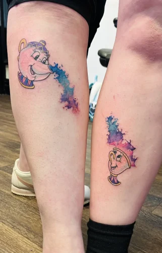 Mrs Potts & Chip Beauty & The Beast Disney Matching Tattoos by Megan Rose Hall